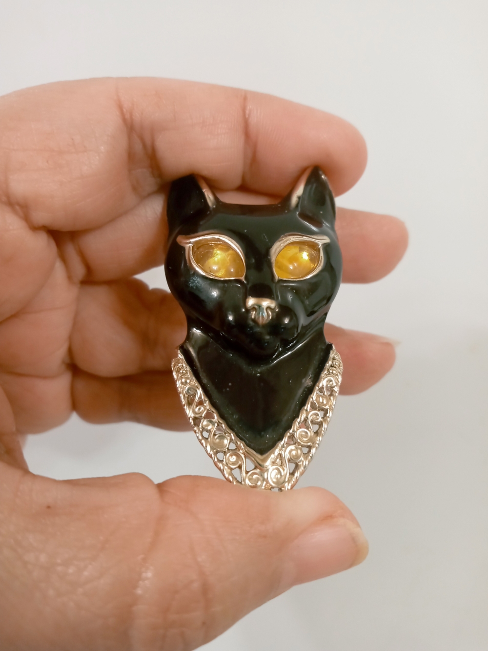 Vintage AJC Egyptian Cat Brooch